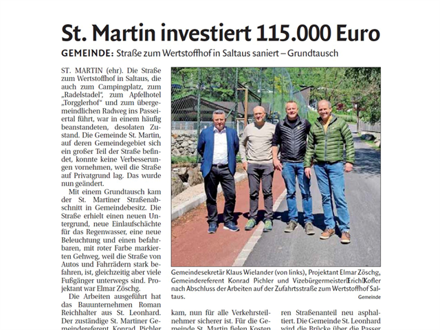 Dolomiten - St. Martin investiert 115.000 Euro